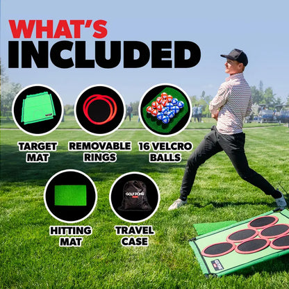 Golf Pong Game Set | Indoor & Outdoor Golf Beer PongIncludes 16 Velcro Balls, Chipping Mat & Carrying Case | Fun Game for Adults - NO CLUB INCLUDED