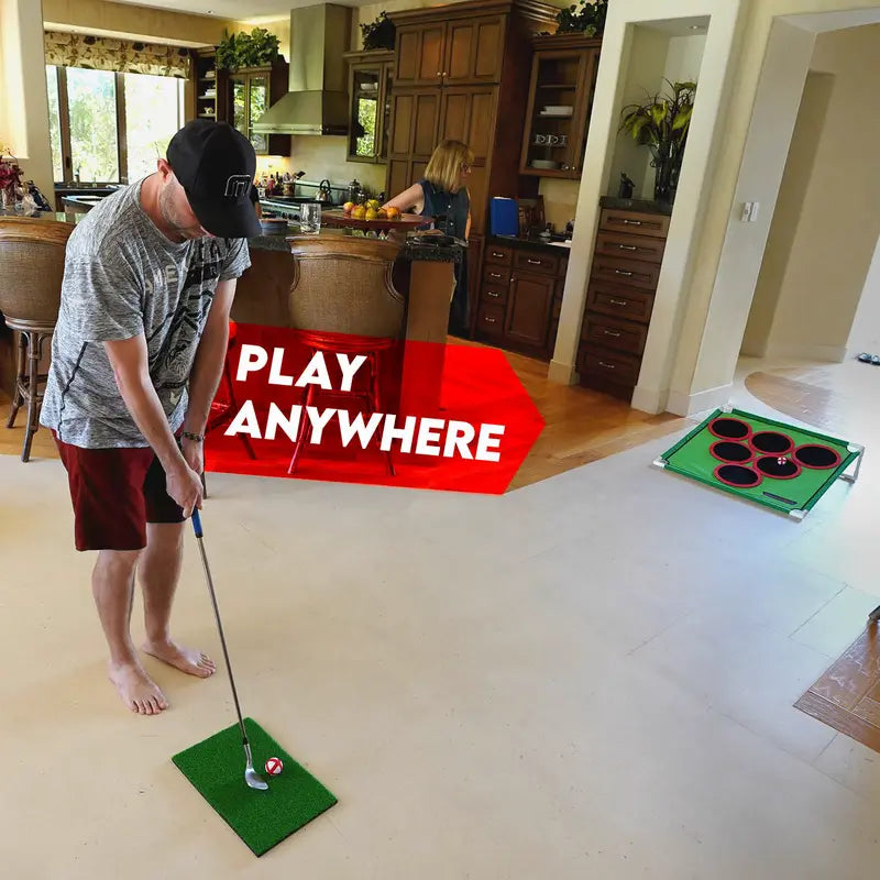 Golf Pong Game Set | Indoor & Outdoor Golf Beer PongIncludes 16 Velcro Balls, Chipping Mat & Carrying Case | Fun Game for Adults - NO CLUB INCLUDED