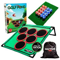 Golf Pong Game Set | Indoor & Outdoor Golf Beer PongIncludes 16 Velcro Balls, Chipping Mat & Carrying Case | Fun Game for Adults - NO CLUB INCLUDED