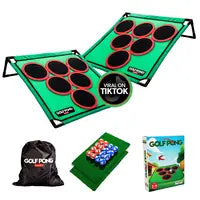Golf Pong Game Set | Indoor & Outdoor Golf Beer PongIncludes 16 Velcro Balls, Chipping Mat & Carrying Case | Fun Game for Adults - NO CLUB INCLUDED