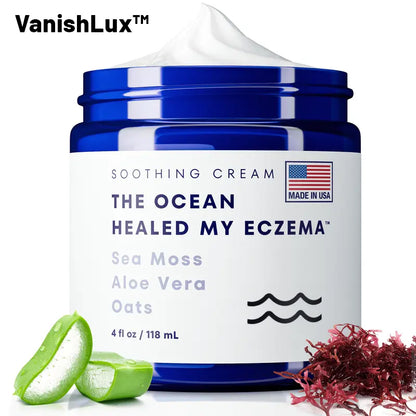 Natural Soothing Cream with Sea Moss & Oats - Eczema & Psoriasis Relief - Ocean Minerals - for Sensitive Skin - Hydrating Eczema Cream for Dry Skin